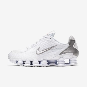 Nike Shox TL - Férfi Utcai Cipő - Fehér/Metal Titán/Narancssárga/Fehér